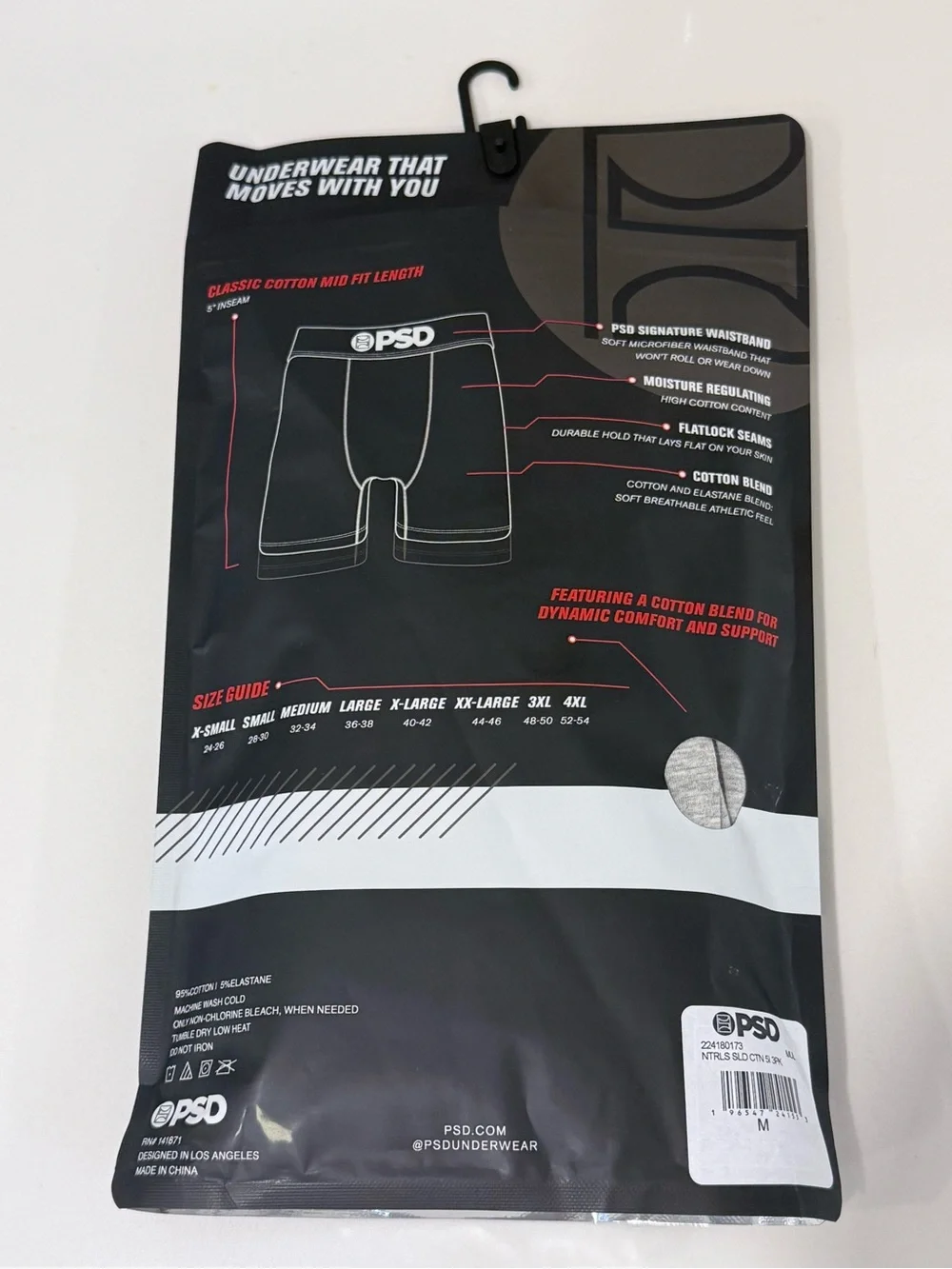 PSD 3-Pack Boxer Briefs - Black, White, Gray